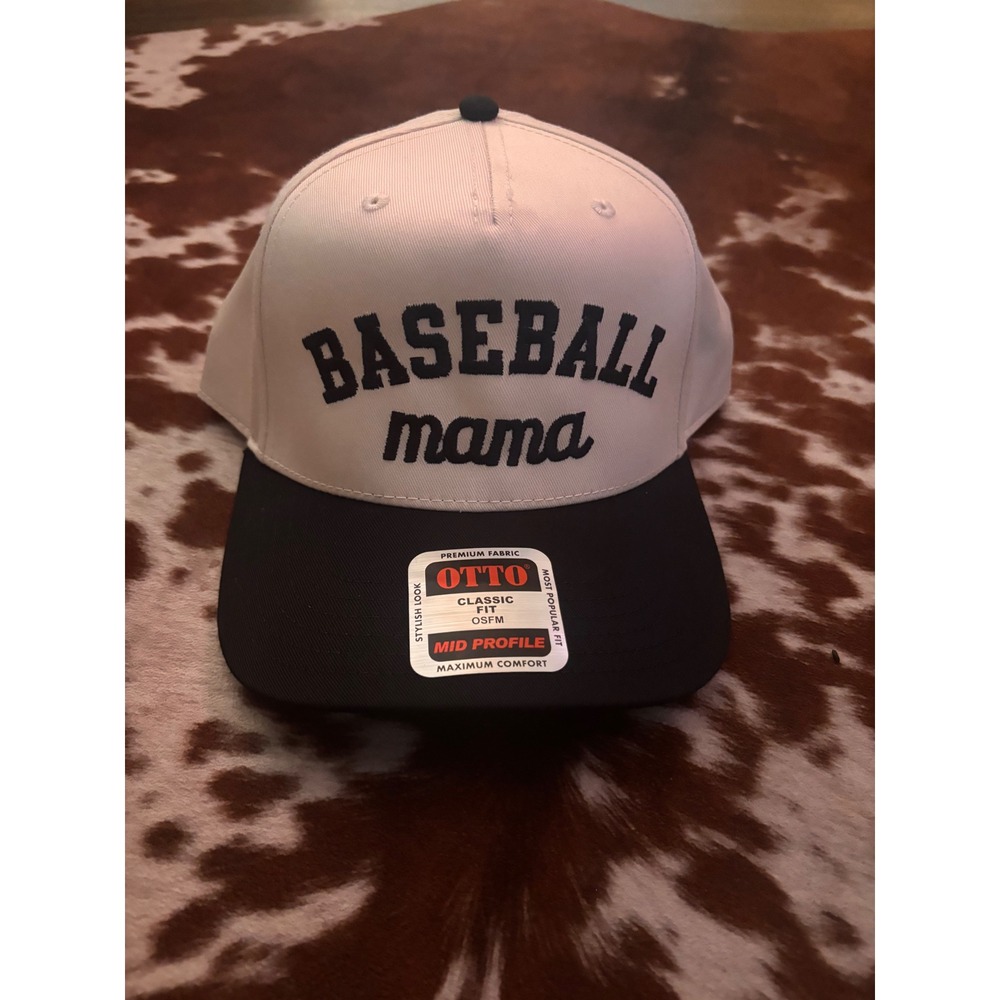 Otto Cap Baseball Mama Snapback Hat Cream Black Mid Profile Trucker 31-069 NWT